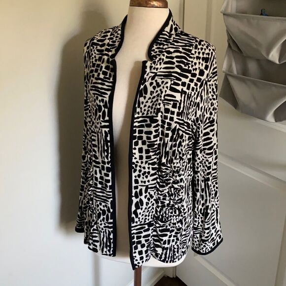 Piccadilly Fashions size 2X open front jacket / blazer made in Canada cool print - Picture 1 of 9